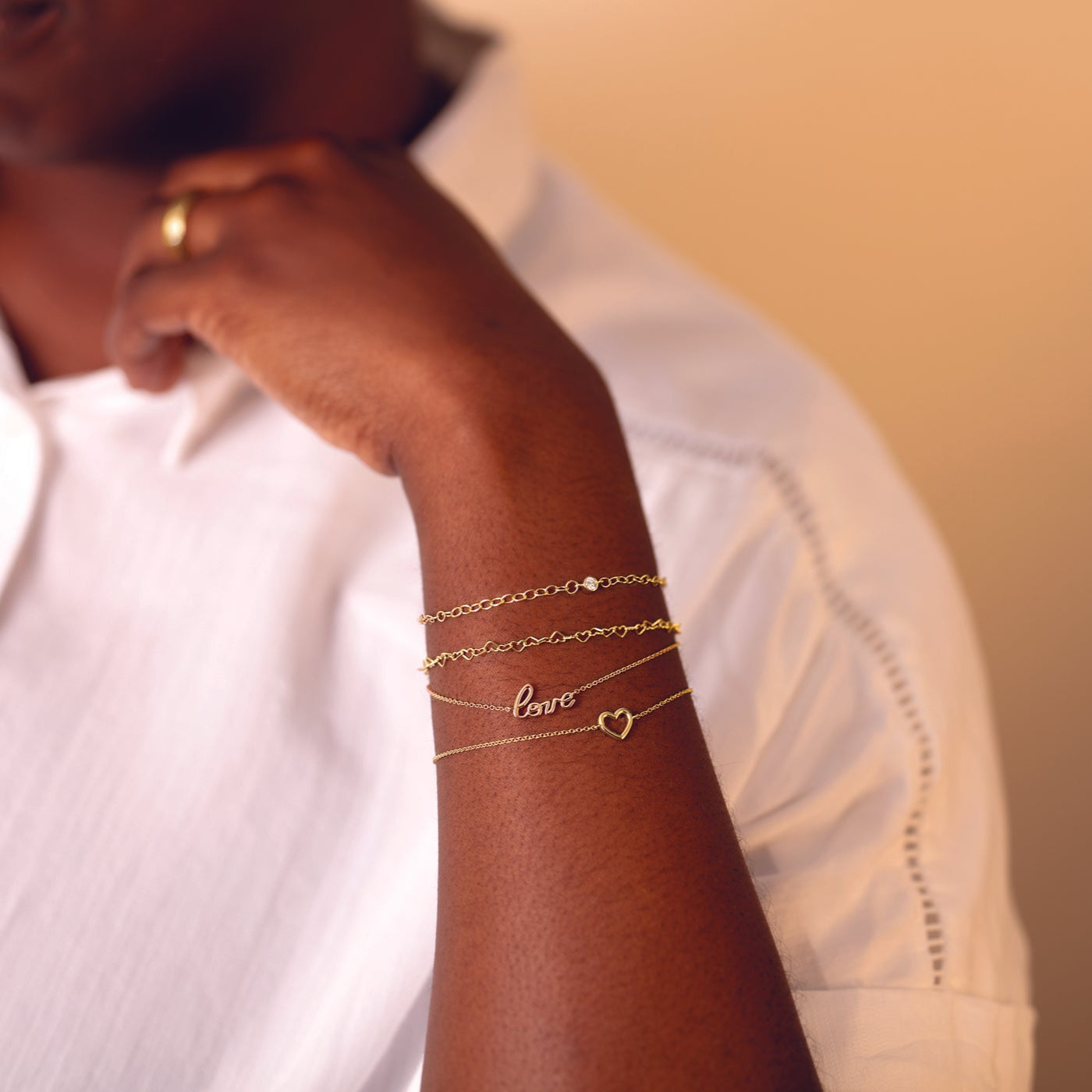 14K Gold Dainty Script Bracelet