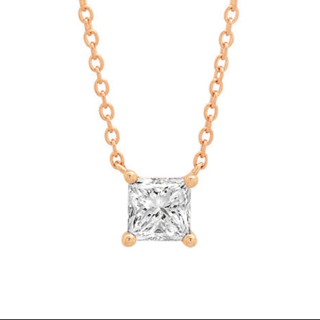 PRINCESS CUT DIAMOND SOLITAIRE NECKLACE