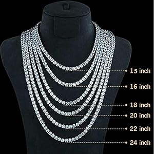 Straight Lab-Grown Diamond Tennis Necklace In 14K White Gold