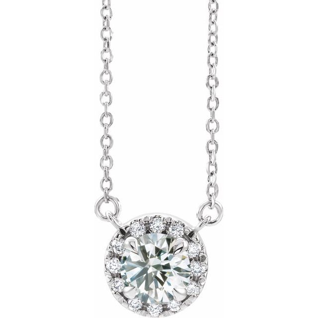Round Lab Grown Halo Diamond Necklace