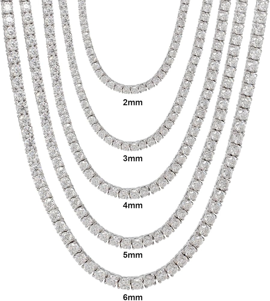 Straight Lab-Grown Diamond Tennis Necklace In 14K White Gold