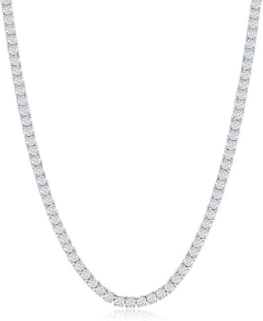 Straight Lab-Grown Diamond Tennis Necklace In 14K White Gold