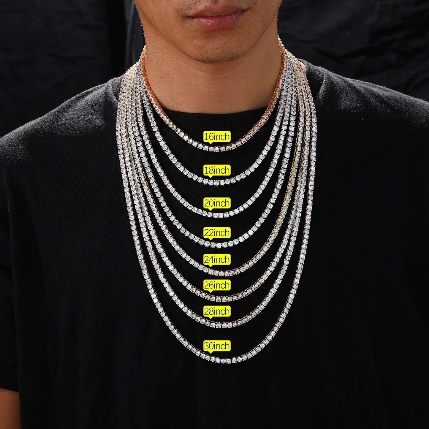 Straight Lab-Grown Diamond Tennis Necklace In 14K White Gold