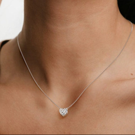 HEART SHAPED DIAMOND SOLITAIRE NECKLACE