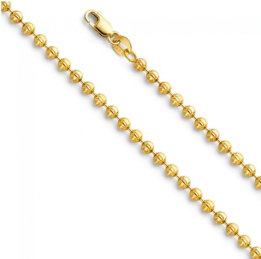 14K Moon Ball Diamond Cut Chain