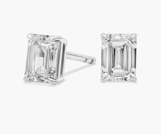 EMERALD CUT DIAMOND STUD EARRINGS