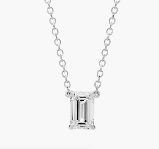 EMERALD DIAMOND SOLITAIRE NECKLACE