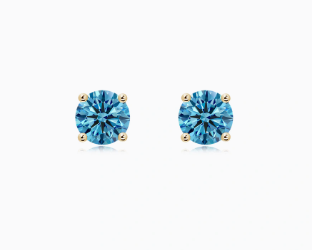 Round Blue Diamond Stud Earrings