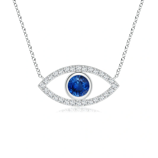 Blue Sapphire Evil Eye Necklace