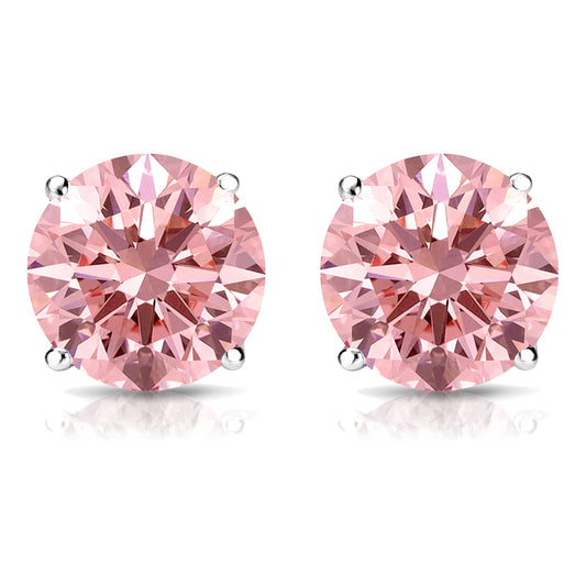 Round Pink Diamond Stud Earrings