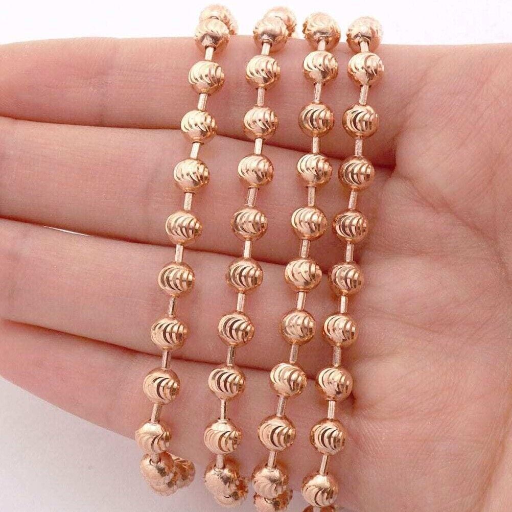 14K Moon Ball Diamond Cut Chain