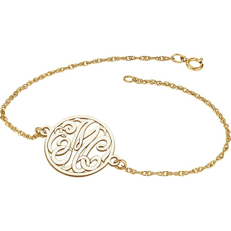 14K Gold 3-Letter Script Monogram Bracelet