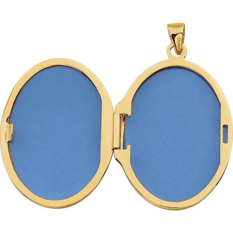14K Yellow Oval Embossed Photo Memory Locket
