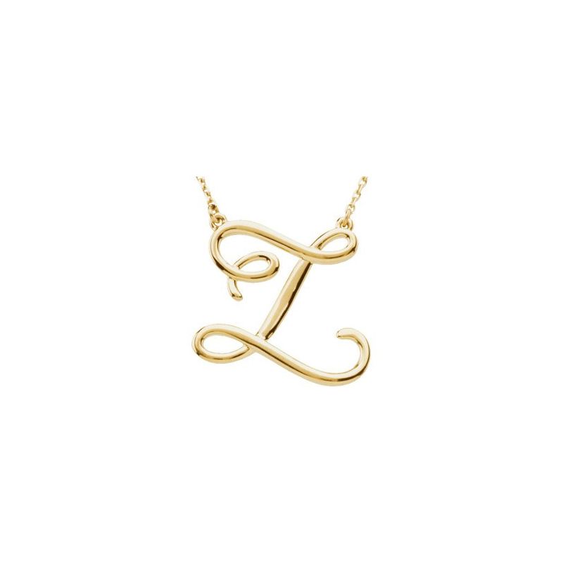 14K Gold Script Initial 16" Necklace