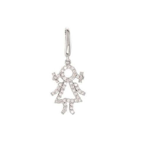 14K White Diamond Baby Girl Charm