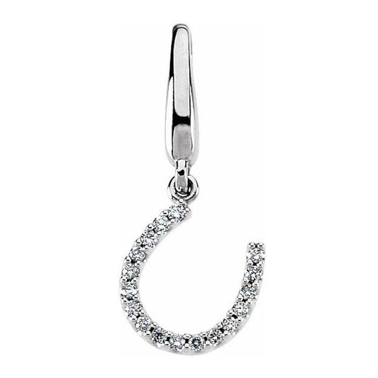 14K White Diamond Horseshoe Charm