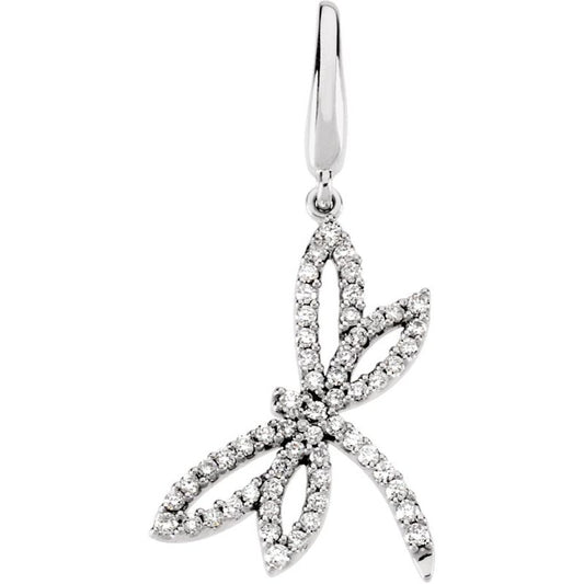 14K White Diamond Dragonfly Charm