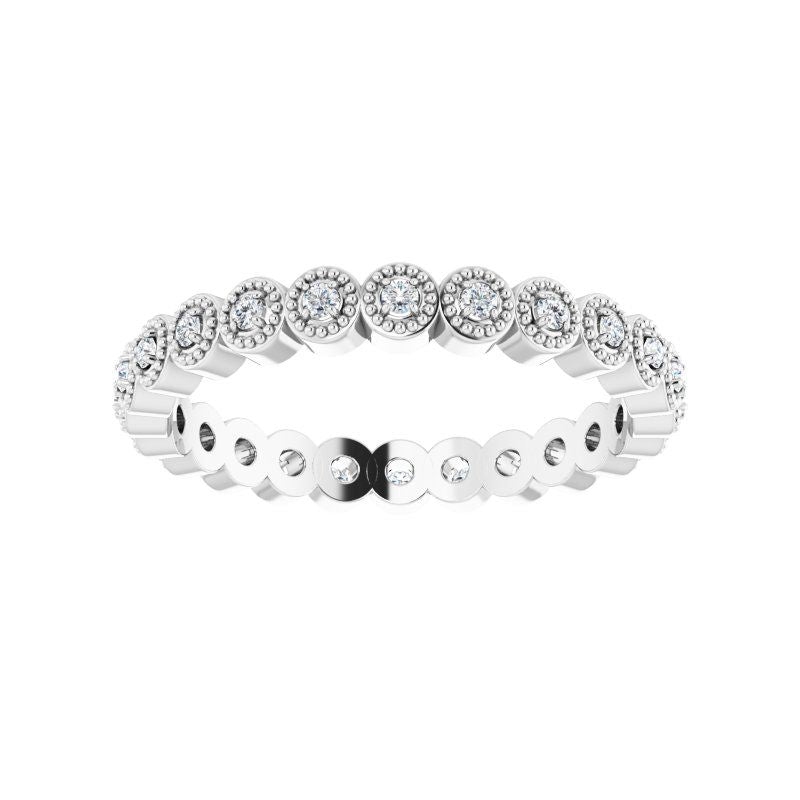 14K Gold Diamond Bezel Milgrain Eternity Band