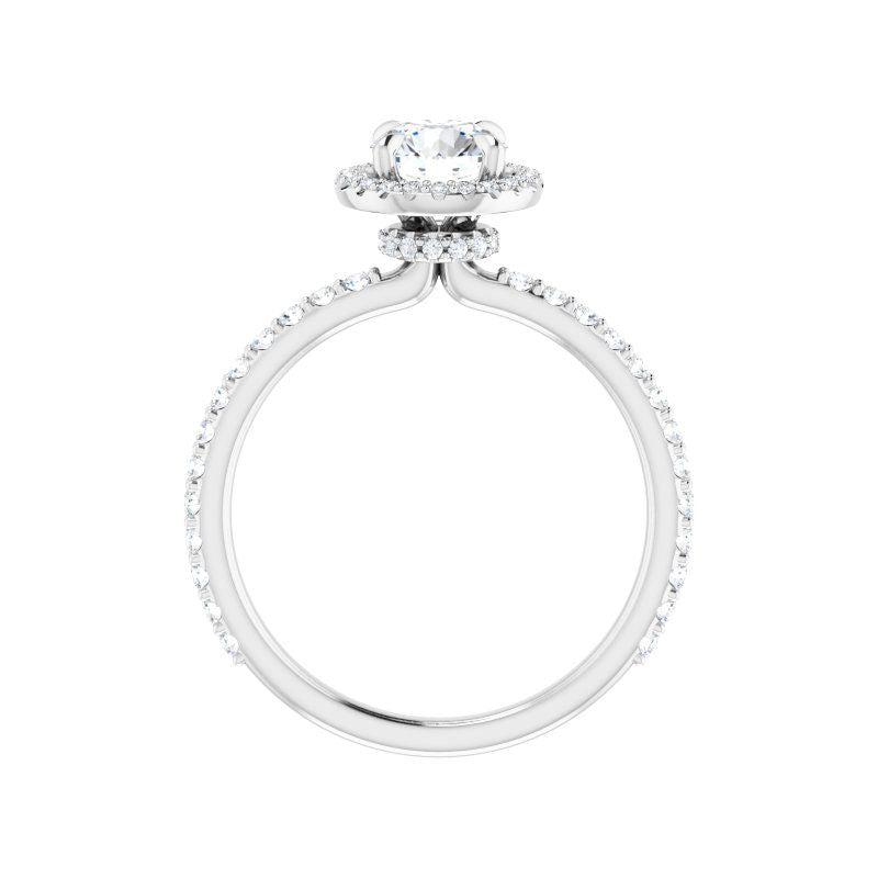 14K Gold Round Diamond Halo Engagement Ring