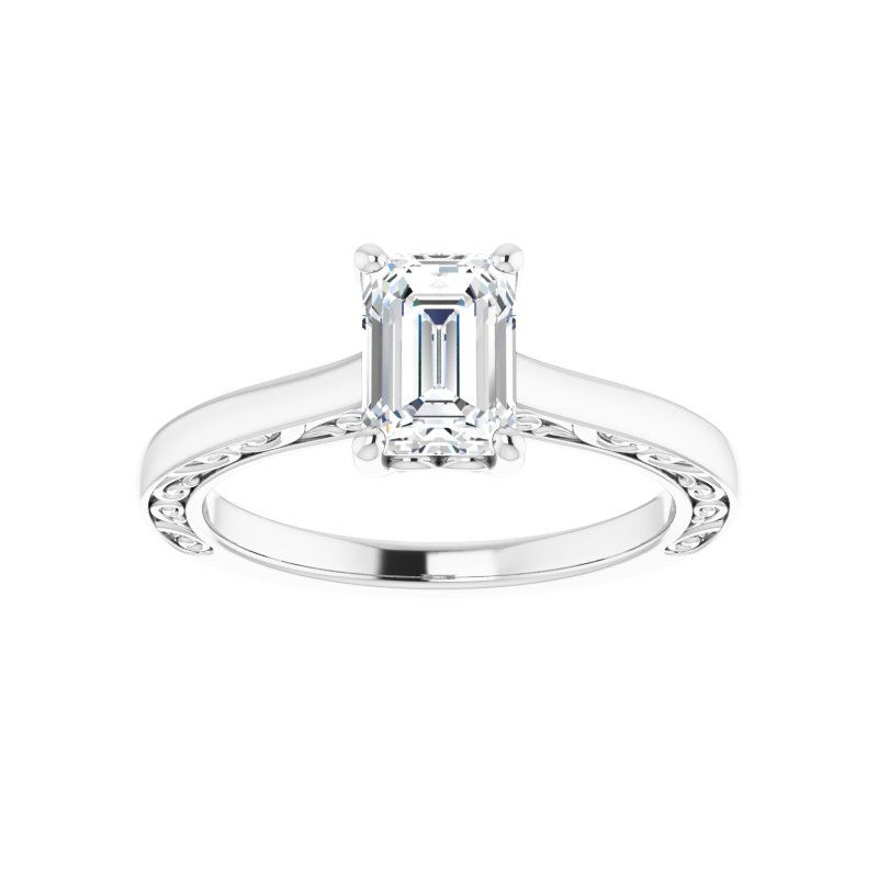 14K Gold Emerald Solitaire Engagement Ring