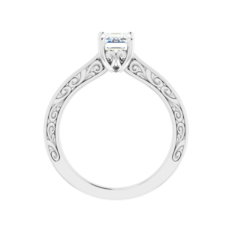 14K Gold Emerald Solitaire Engagement Ring