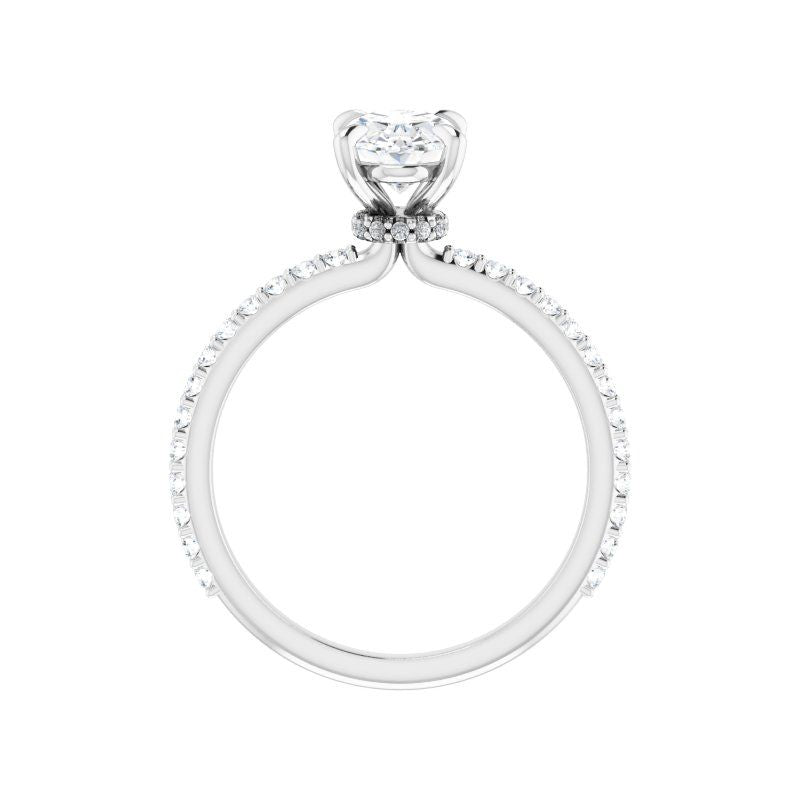 14K Gold Oval Accented Engagement Ring