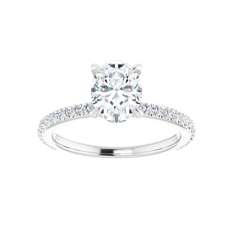 14K Gold Oval Accented Engagement Ring