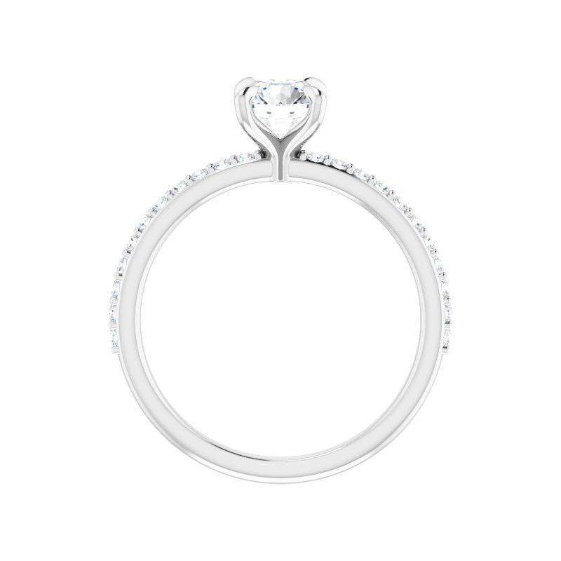 14K Gold Round Delicate Pave Engagement Ring