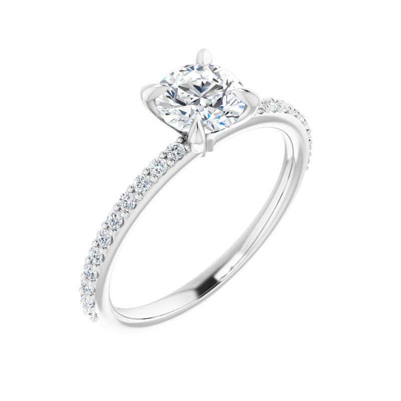 14K Gold Round Delicate Pave Engagement Ring