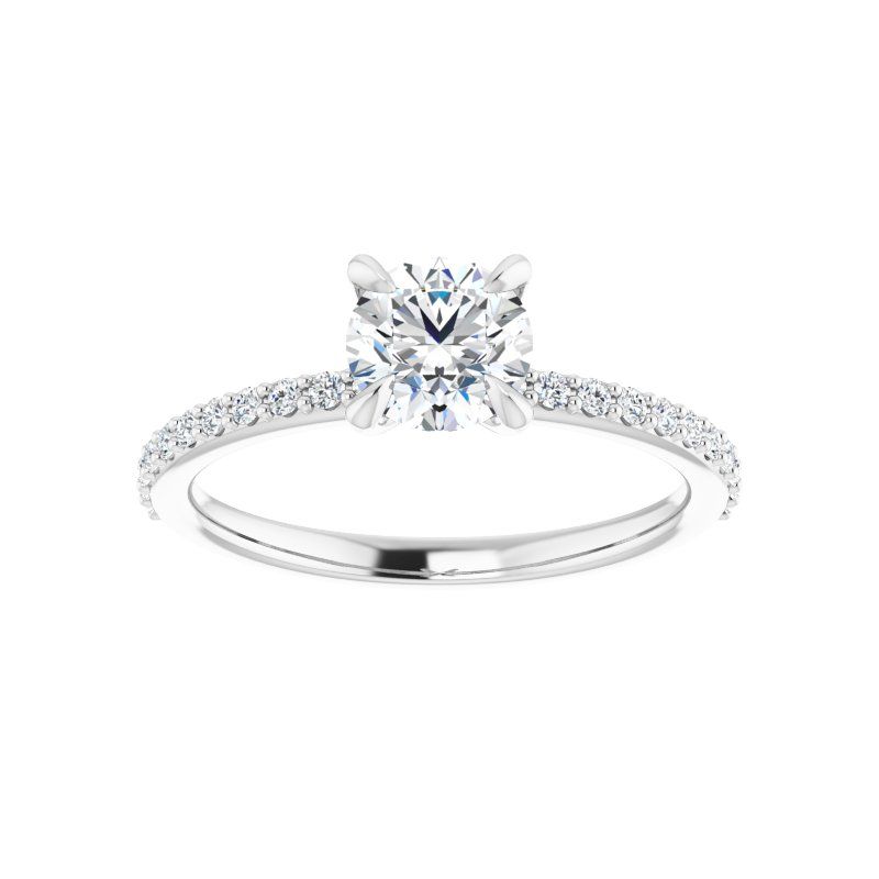 14K Gold Round Delicate Pave Engagement Ring