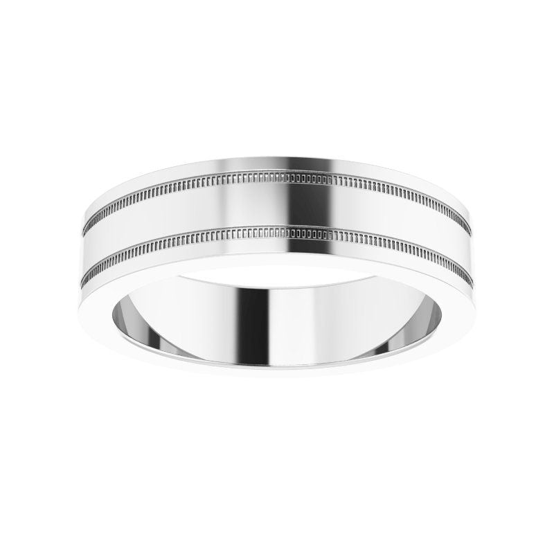 14K Gold Flat Edge Band with Milgrain