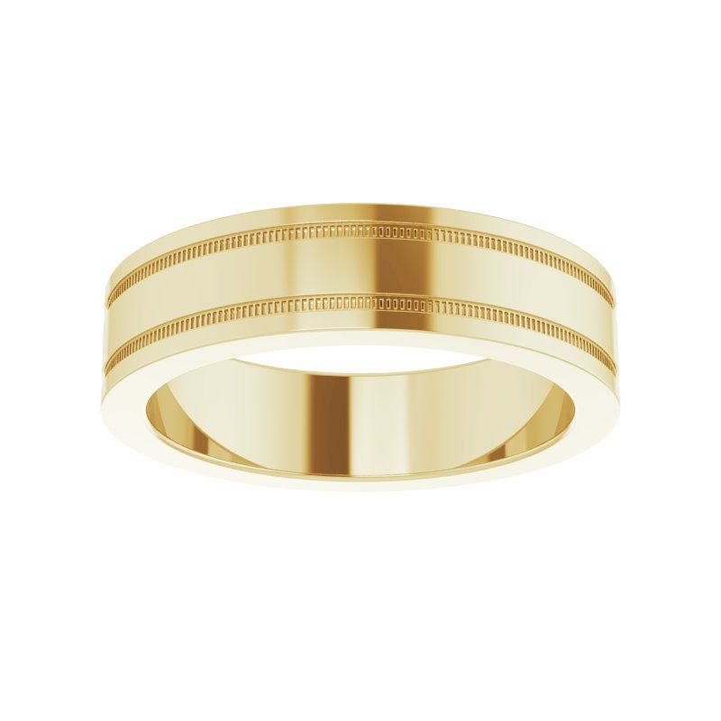 14K Gold Flat Edge Band with Milgrain