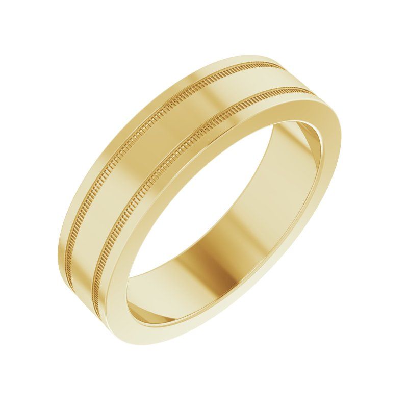 14K Gold Flat Edge Band with Milgrain