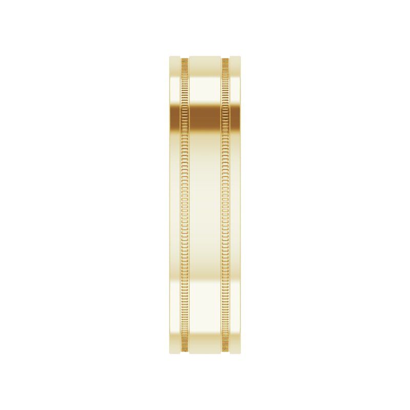 14K Gold Flat Edge Band with Milgrain