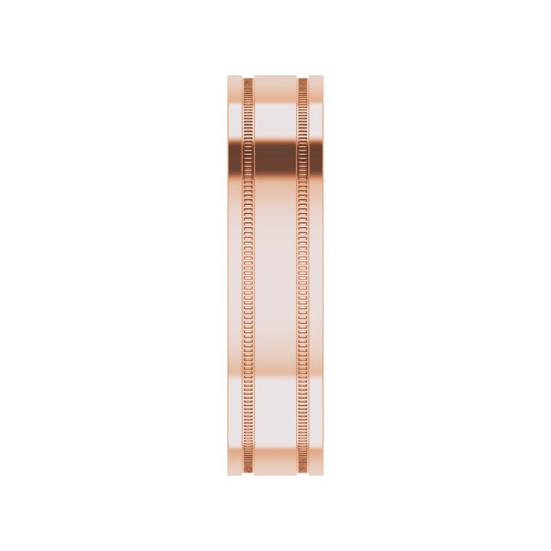 14K Gold Flat Edge Band with Milgrain