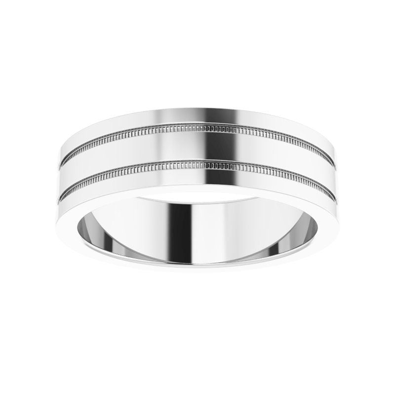 14K Gold Flat Edge Band with Milgrain