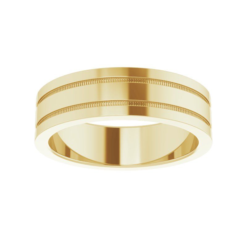 14K Gold Flat Edge Band with Milgrain