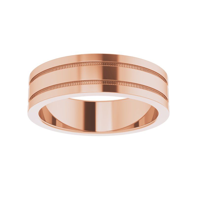 14K Gold Flat Edge Band with Milgrain