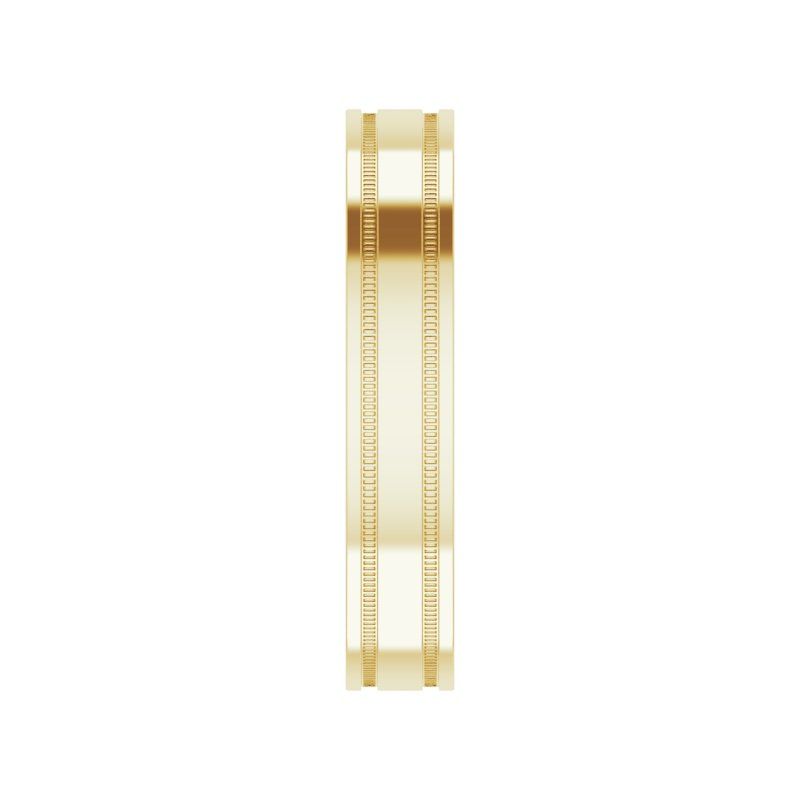 14K Gold Flat Edge Band with Milgrain