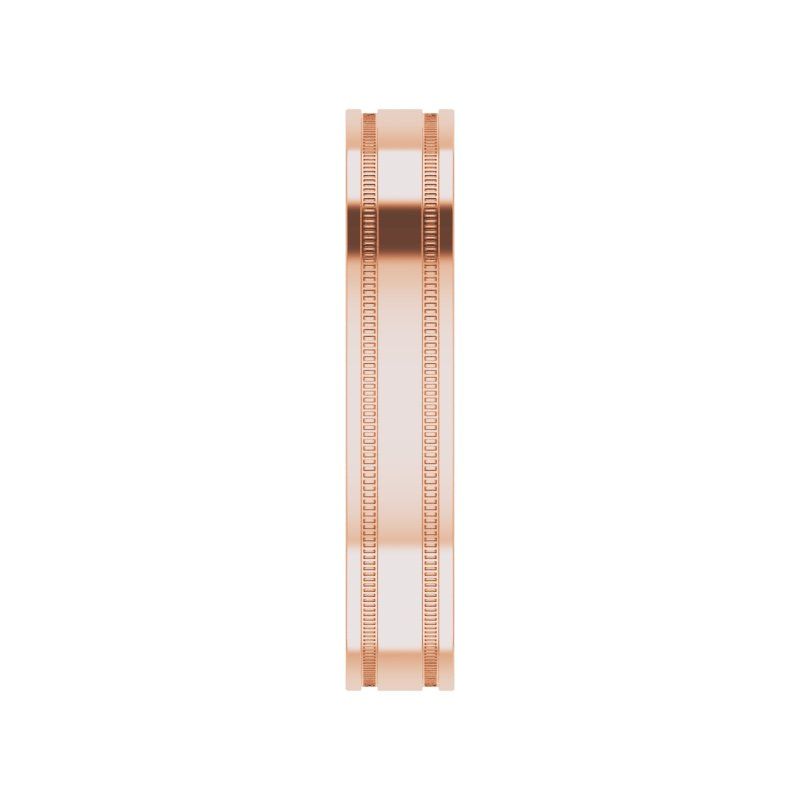 14K Gold Flat Edge Band with Milgrain