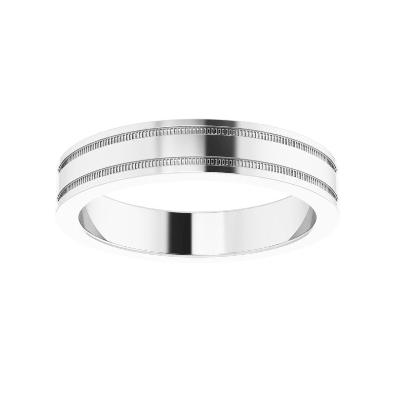 14K Gold Flat Edge Band with Milgrain