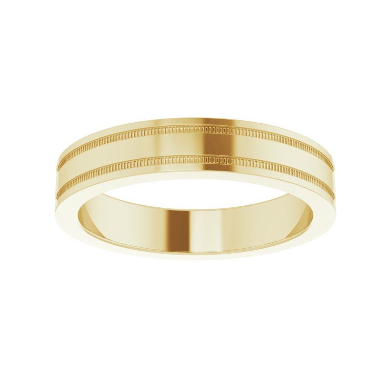 14K Gold Flat Edge Band with Milgrain