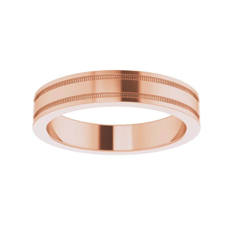 14K Gold Flat Edge Band with Milgrain