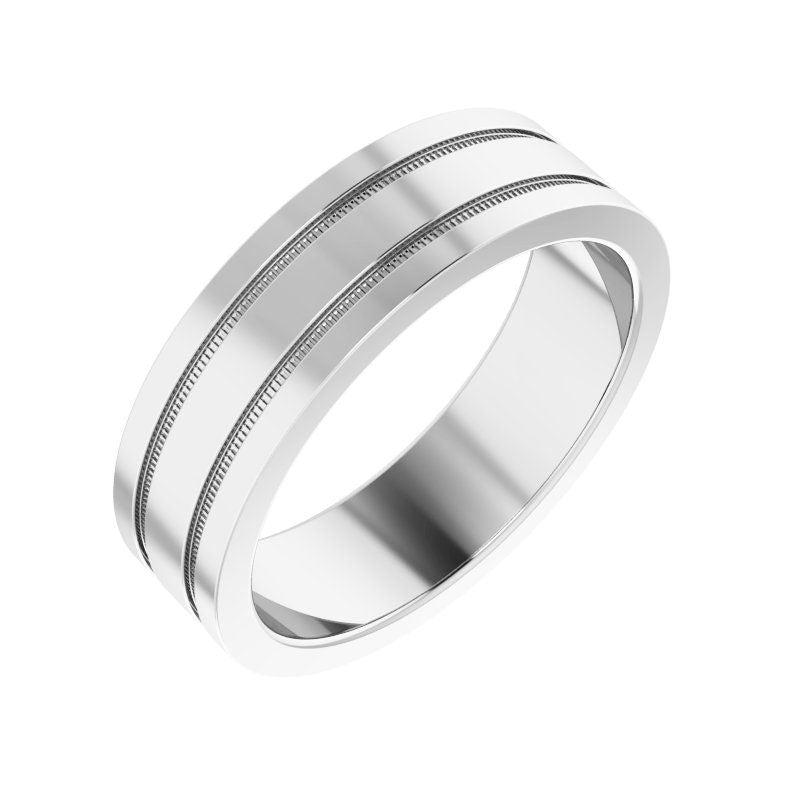 14K Gold Flat Edge Band with Milgrain
