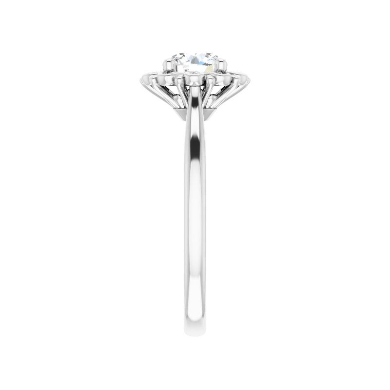14K Gold Round Engagement Flower Setting Ring