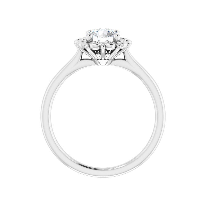 14K Gold Round Engagement Flower Setting Ring