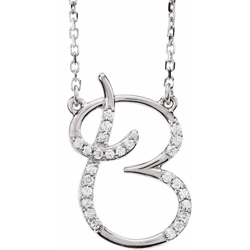 14K Gold Diamond Initial 16" Necklace