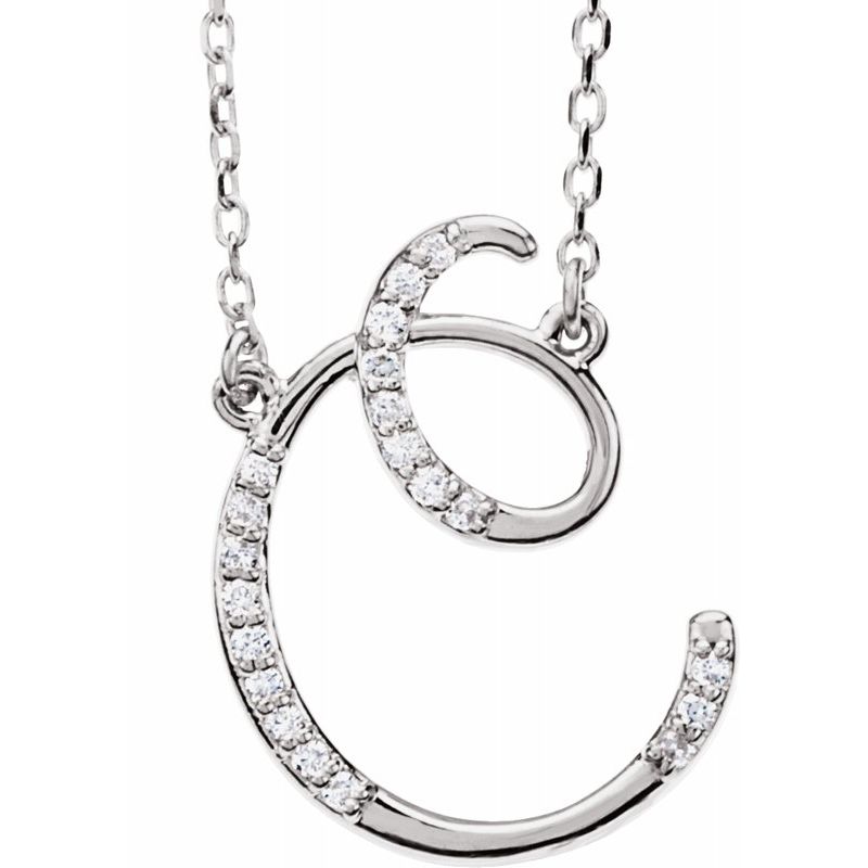 14K Gold Diamond Initial 16" Necklace