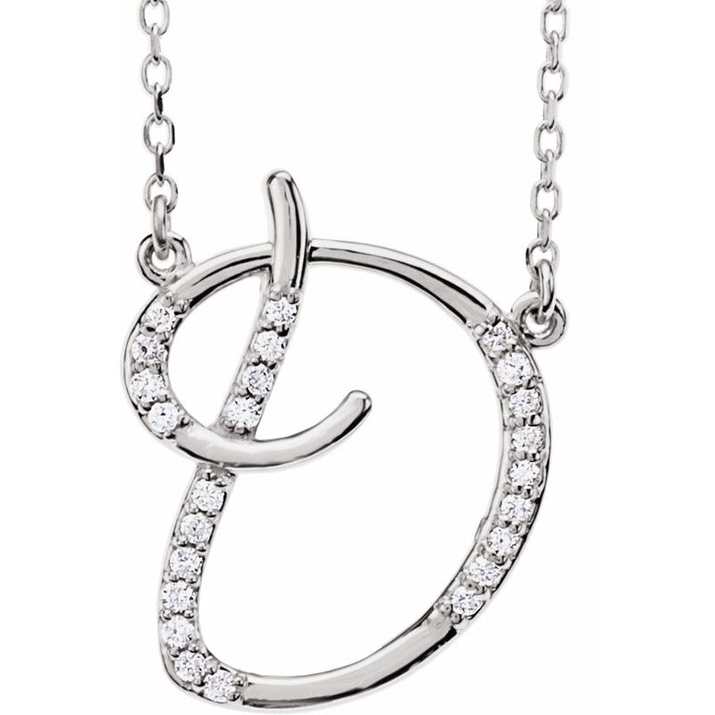 14K Gold Diamond Initial 16" Necklace