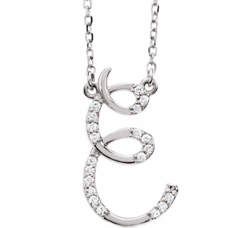 14K Gold Diamond Initial 16" Necklace